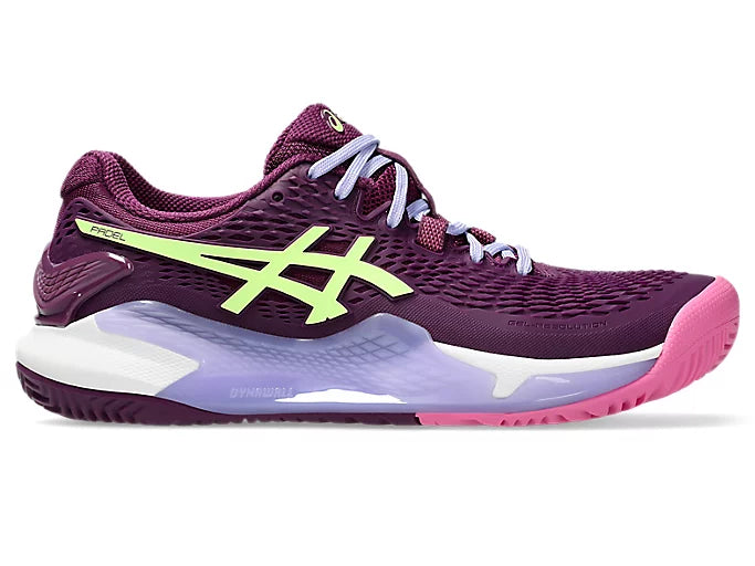 TENIS ASICS GEL RESOLUTION 9 PADEL WOMEN DEEP MAUVE/LIME GREEN