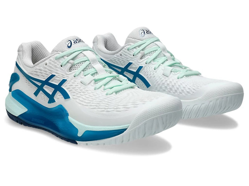 TENIS ASICS GEL-RESOLUTION 9 WHITE/TEAL BLUE WOMEN