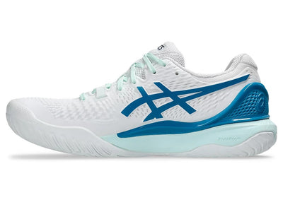 TENIS ASICS GEL-RESOLUTION 9 WHITE/TEAL BLUE WOMEN