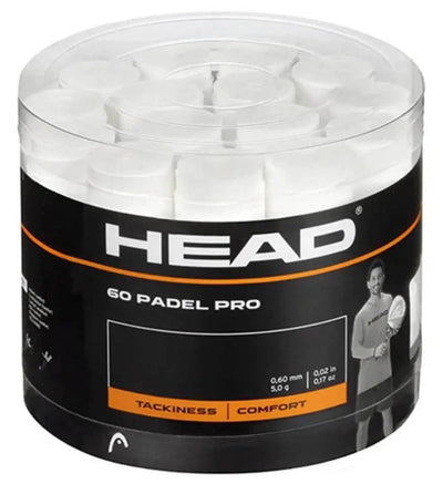 paquete de 60 overgrips head padel pro color blanco para jugadores padel