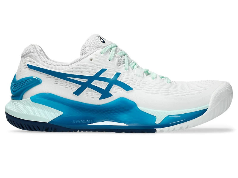 TENIS ASICS GEL-RESOLUTION 9 WHITE/TEAL BLUE WOMEN