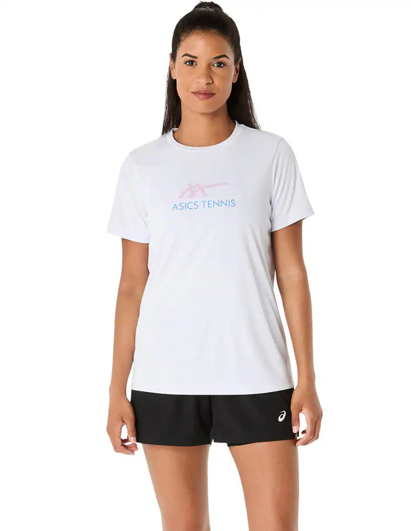 playera asics court tennis graphic mujer color midnight huddle yellow