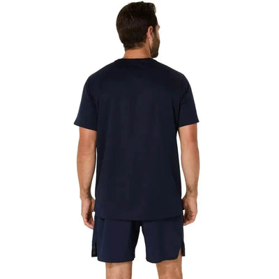 playera deportiva asics azul court ss top hombre ajuste ergonómico
