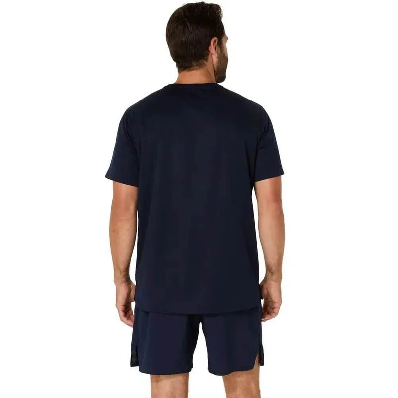 playera deportiva asics azul court ss top hombre ajuste ergonómico