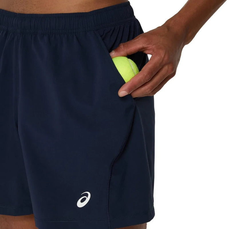pantalón corto asics court azul marino con cintura elástica hombre tenis