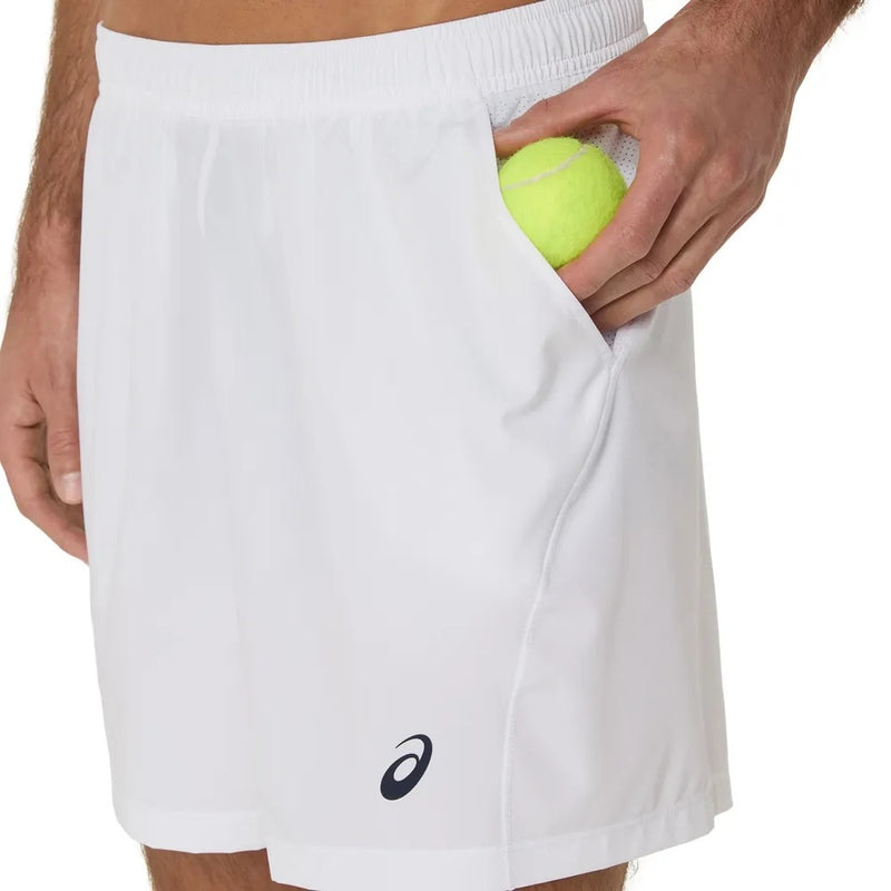 shorts asics court 7in blancos hombre confort y rendimiento en cancha