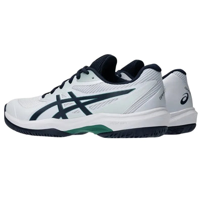 tenis asics gel-game ff blanco con logo midnight en malla transpirable