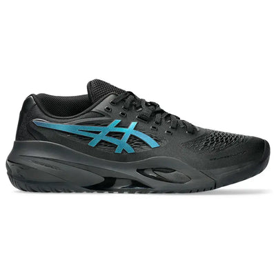zapatillas asics gel-resolution x night energy negras con detalles azul prismático