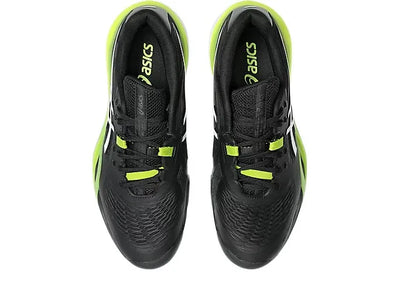 asics resolution x hombre negro con detalles amarillo fosfo