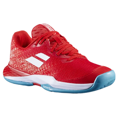 calzado babolat niña jet mach 3 rojo celeste para todas las canchas