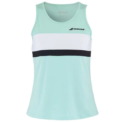 top deportivo babolat mujer fiber dry color menta con blanco y negro