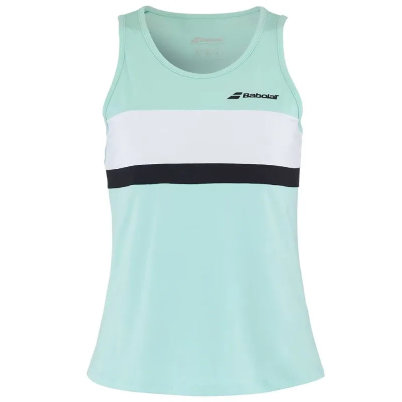 top deportivo babolat mujer fiber dry color menta con blanco y negro