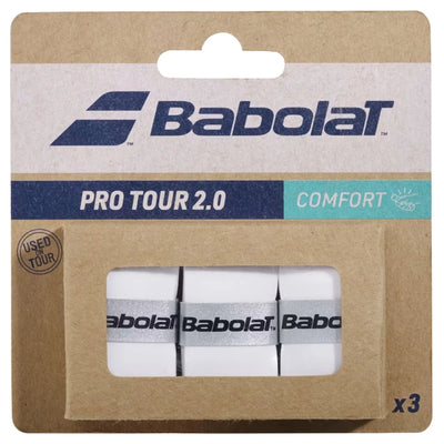 overgrip babolat pro tour 2.0 blanco paquete 3 unidades para tenis