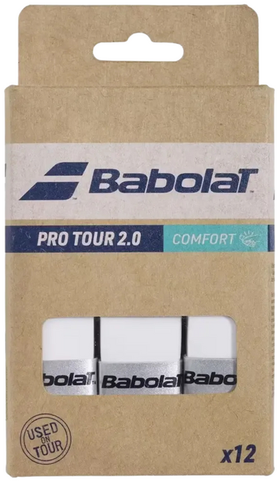 paquete overgrip babolat pro tour 2.0 x12 blanco para raquetas tenis