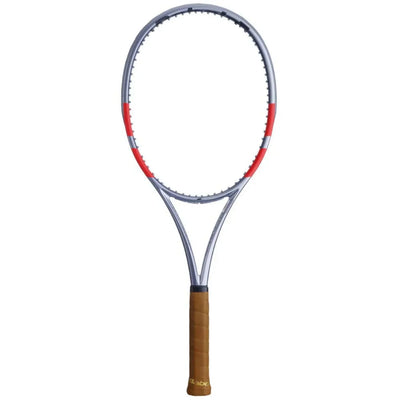 raqueta babolat pure strike 97 gen4 sin encordar gris roja con grip marrón