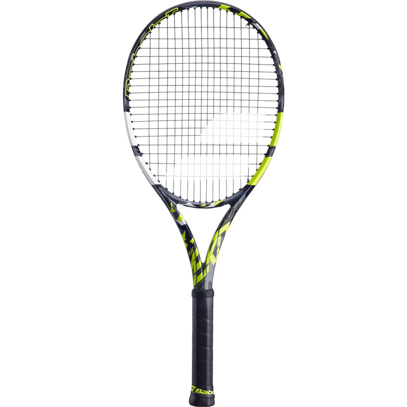 raqueta babolat pequeña de exhibición color negro con detalles amarillos