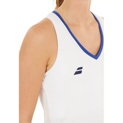 top deportivo babolat azul para mujer con tejido fiberdry