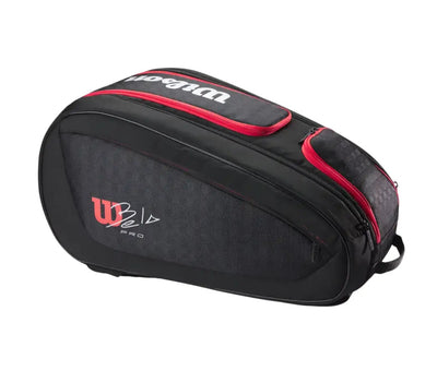 bolsa padel wilson negra y roja co-diseñada por belasteguín con asas resistentes