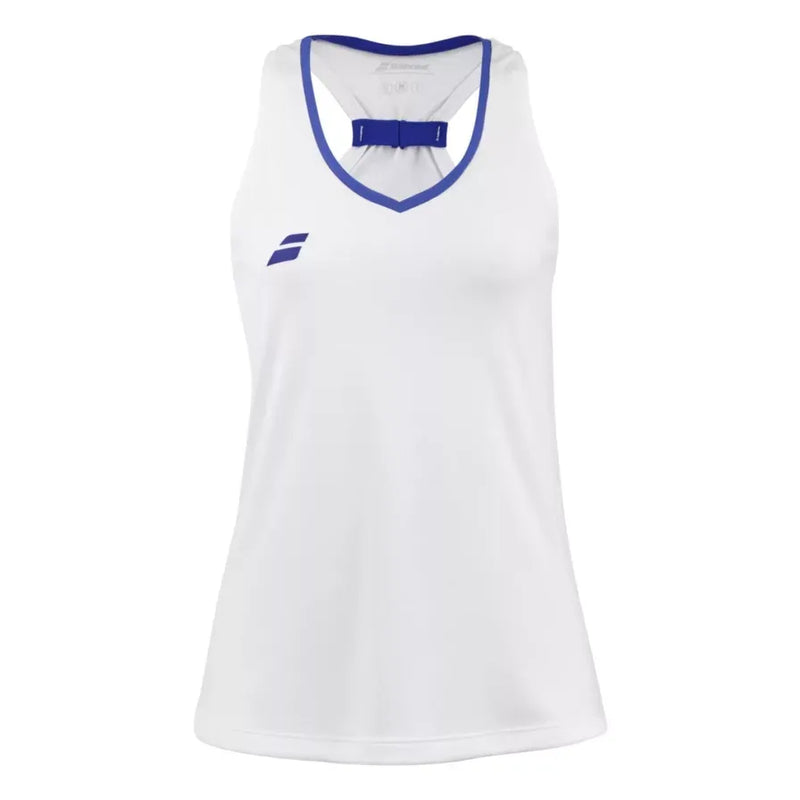 camiseta técnica sin mangas babolat azul con escote en v y fibra reciclada