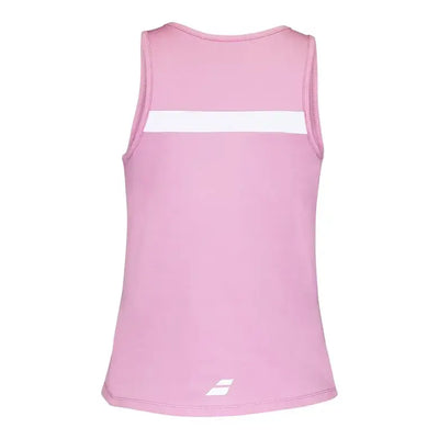 blusa babolat mujer rosa claro con detalles en blanco y negro