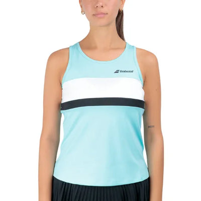 blusa sin mangas babolat mujer menta blanco negro para jugar tenis