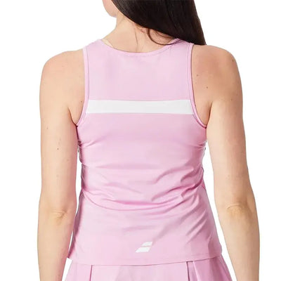 blusa babolat mujer sin mangas diseño rosa con banda blanca