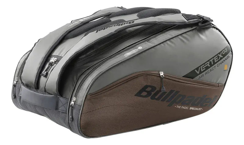 paletero bullpadel vertex 03 gris marrón con tecnología air react channel