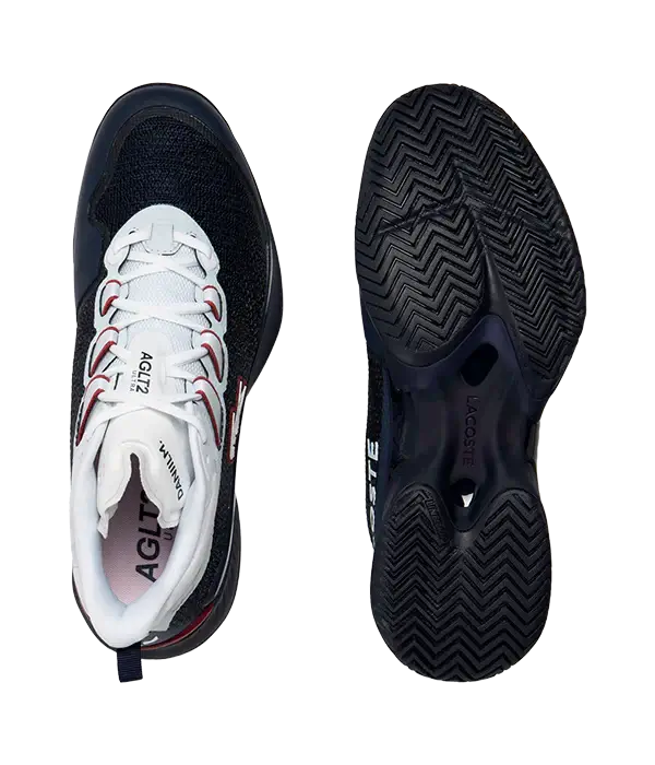 calzado tenis profesional lacoste ag-lt23 mc 1242 azul blanco suela de agarre