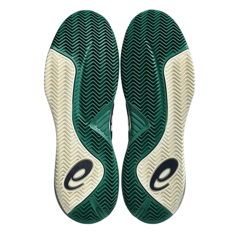 calzado tenis profesional asics resolution x clay suela verde y blanca
