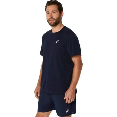 camiseta asics azul hombre secado rápido ideal para entrenamientos