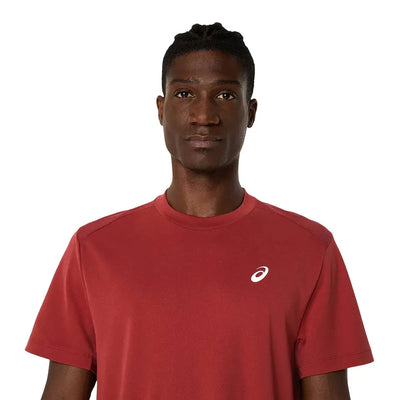 camiseta deportiva asics roja manga corta para deportes de raqueta