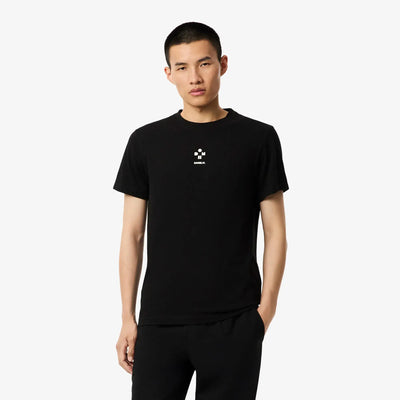 camiseta negra lacoste sport daniil medvedev con gráfico blanco al frente