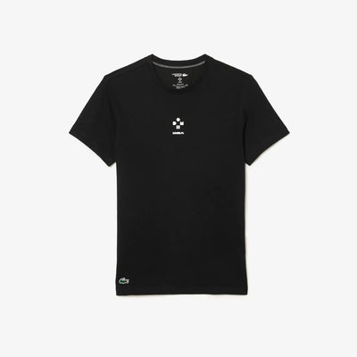 camiseta tenis hombre lacoste negra daniil m con tecnología ultra dry
