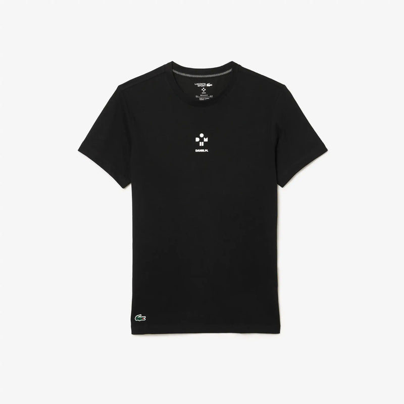 camiseta tenis hombre lacoste negra daniil m con tecnología ultra dry