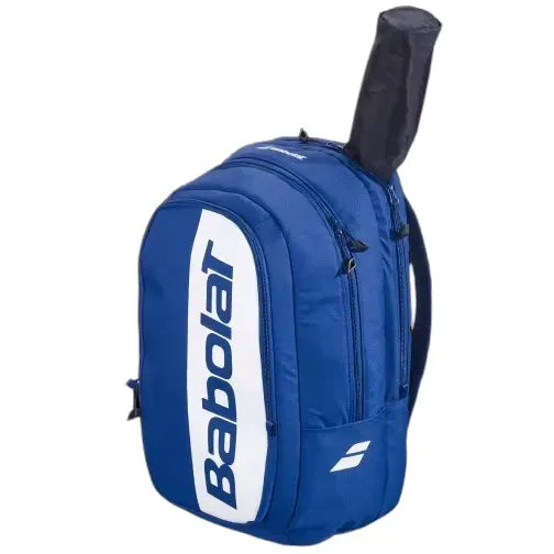 mochila babolat court hero azul blanco con bolsillos exteriores para accesorios