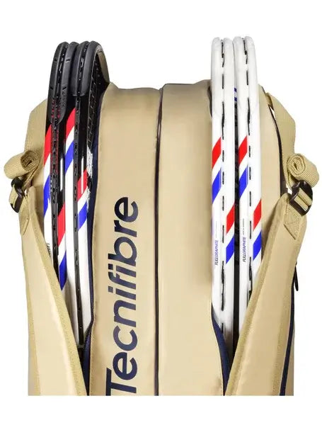 cierre con cremallera mochila tecnifibre beige para deportes de raqueta