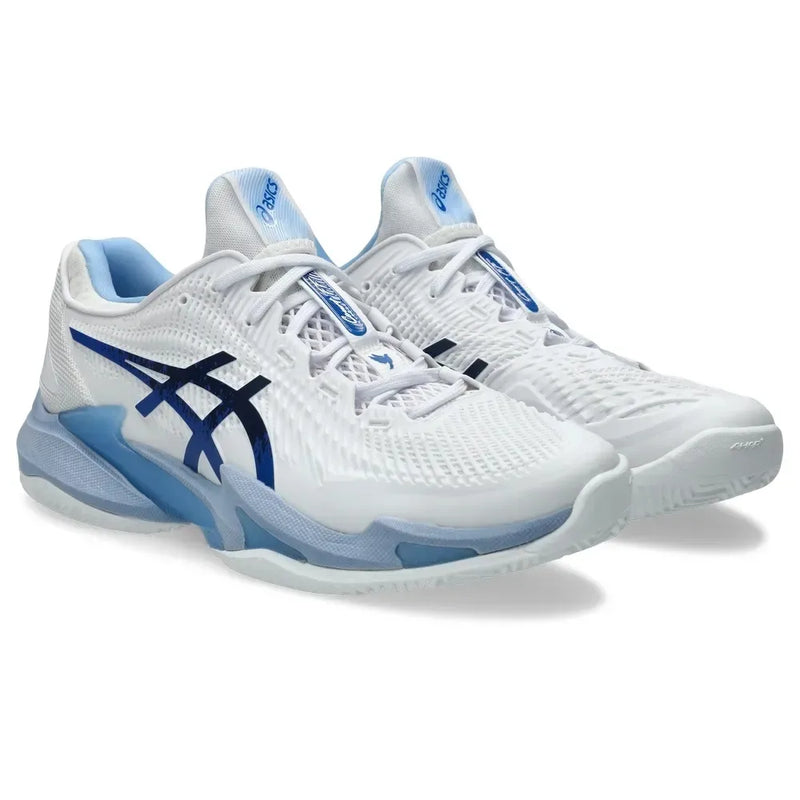 calzado asics court ff 3 novak blanco azul para juego de alto impacto