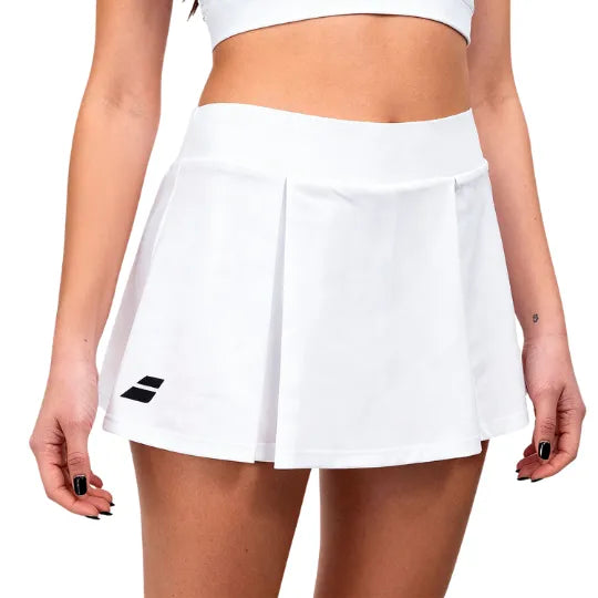 falda de pádel babolat mujer blanca con short interior para mayor comodidad