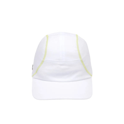 gorra lacoste tenis blanca con malla y logo cocodrilo bordado