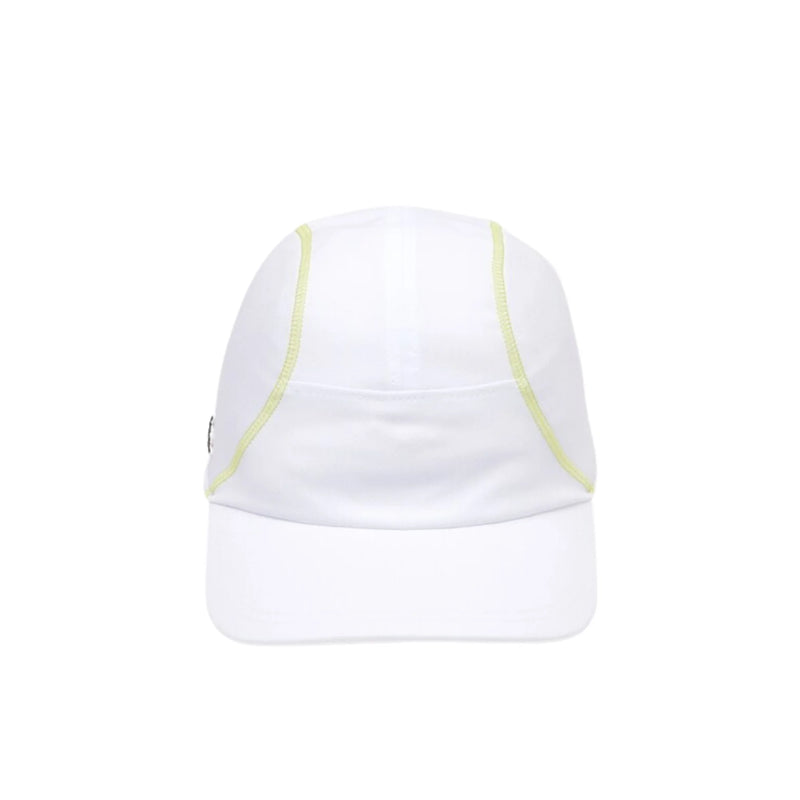 gorra lacoste tenis blanca con malla y logo cocodrilo bordado
