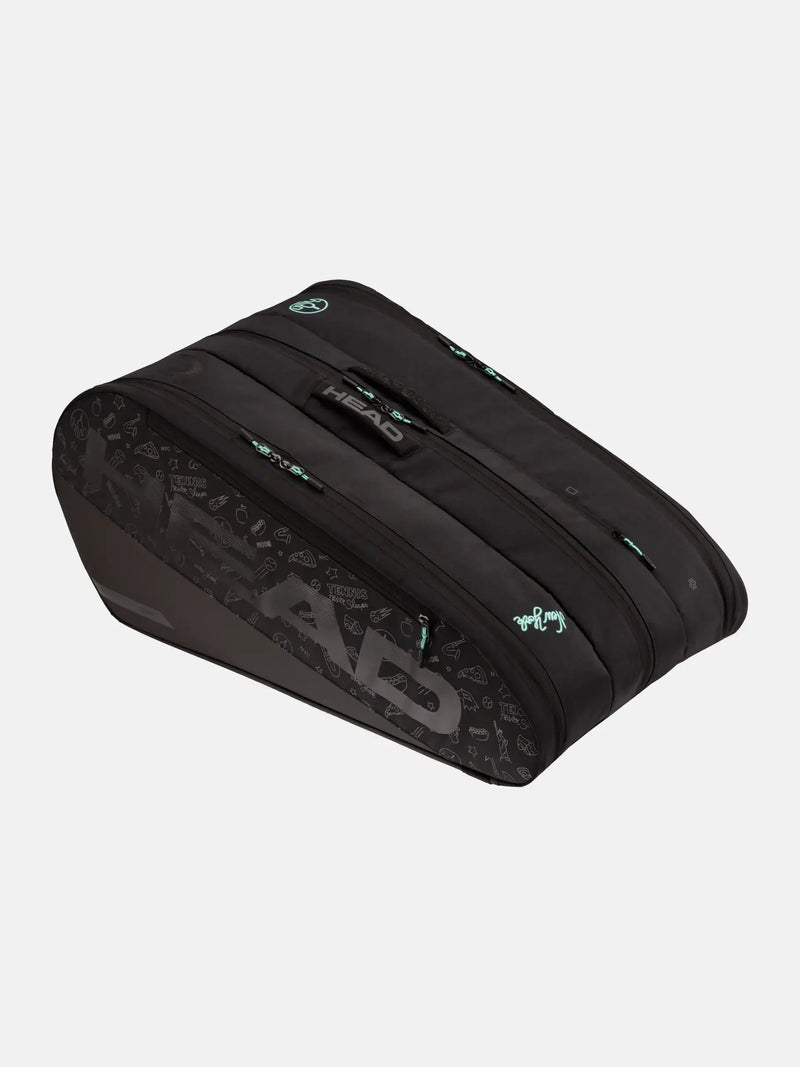 head tour racquet bag xl neon con forro interior azul gráfico inspirado en ny