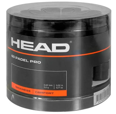 caja con 60 overgrips head padel pro negros para uso frecuente