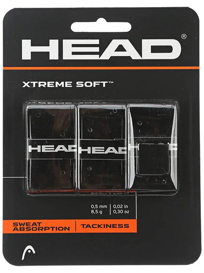  paquete de 3 overgrips head xtreme soft negro para raquetas de tenis