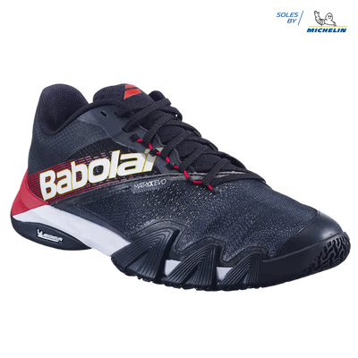 calzado padel hombre babolat jet premura 2 colores negro y rojo