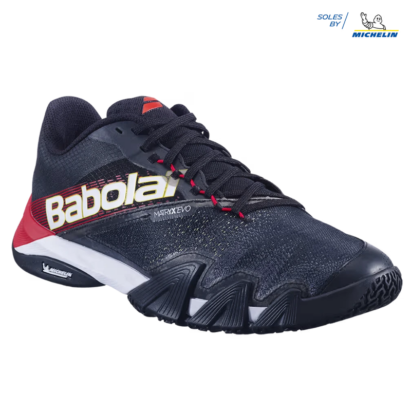 calzado padel hombre babolat jet premura 2 colores negro y rojo
