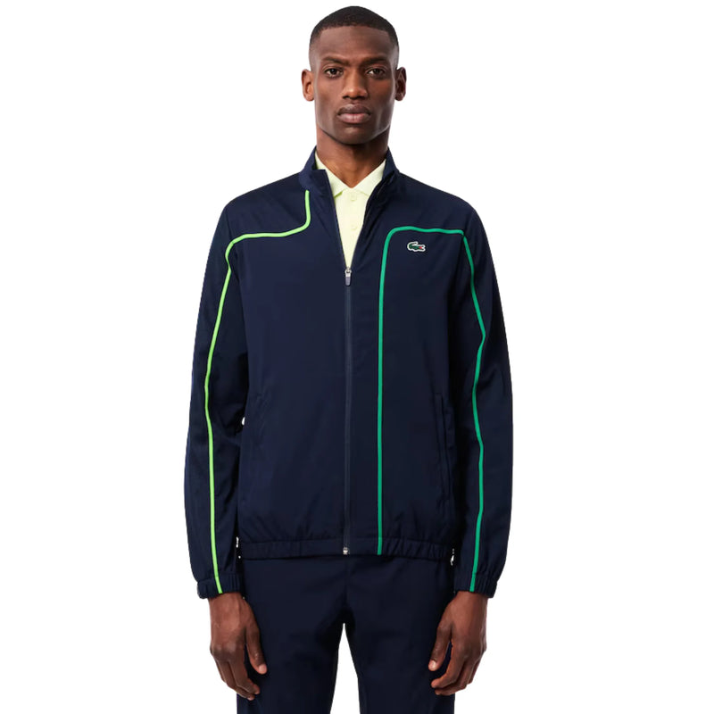 conjunto deportivo lacoste azul marino para hombre con detalles verdes