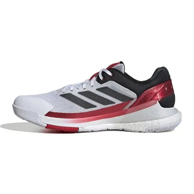 vista lateral zapatillas padel adidas crazyquick boost blancas rojas