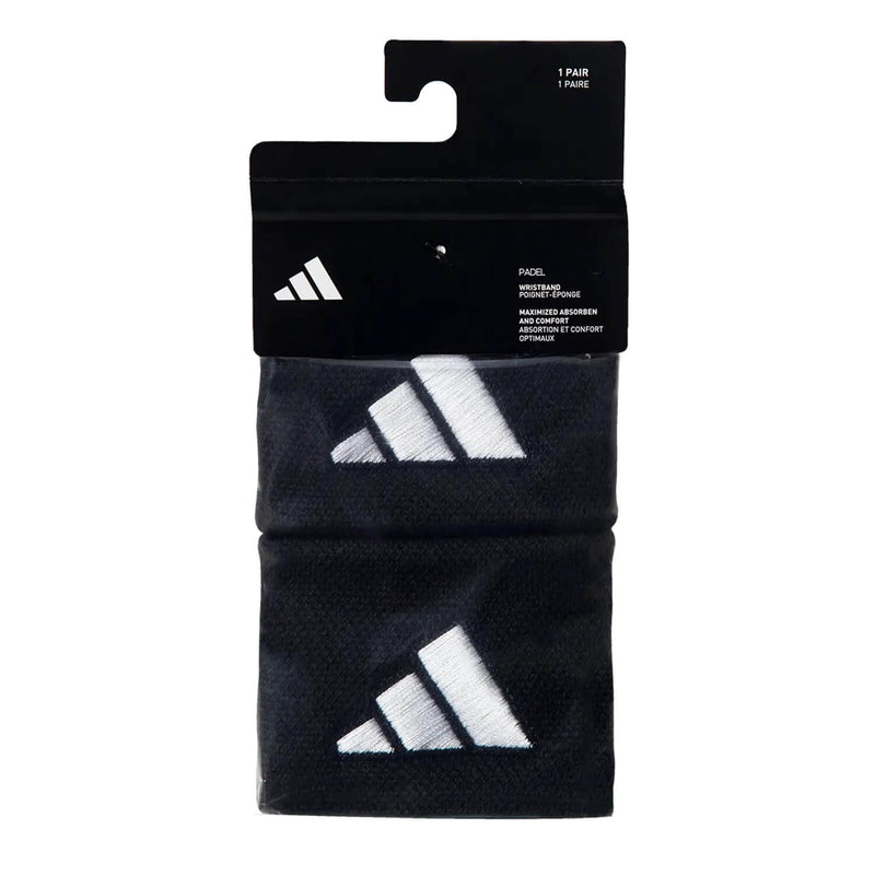 muñequeras adidas negras con logo blanco pack de dos unidades tenis y pádel