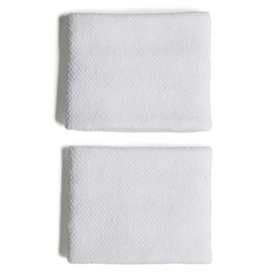 muñequeras adidas color blanco con logo negro bordado pack doble