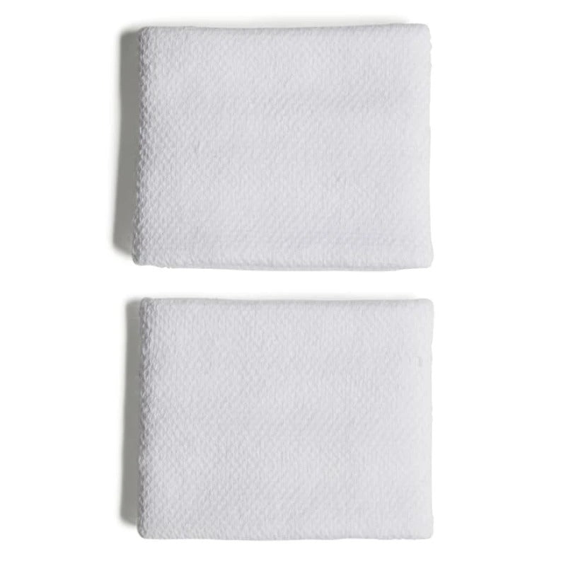 muñequeras adidas color blanco con logo negro bordado pack doble